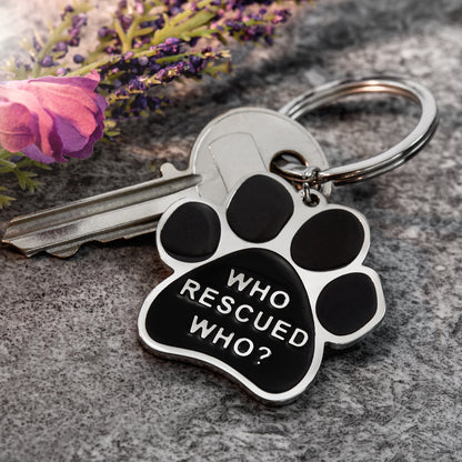 Fur Mom Paw Print Keyring Stainless Steel