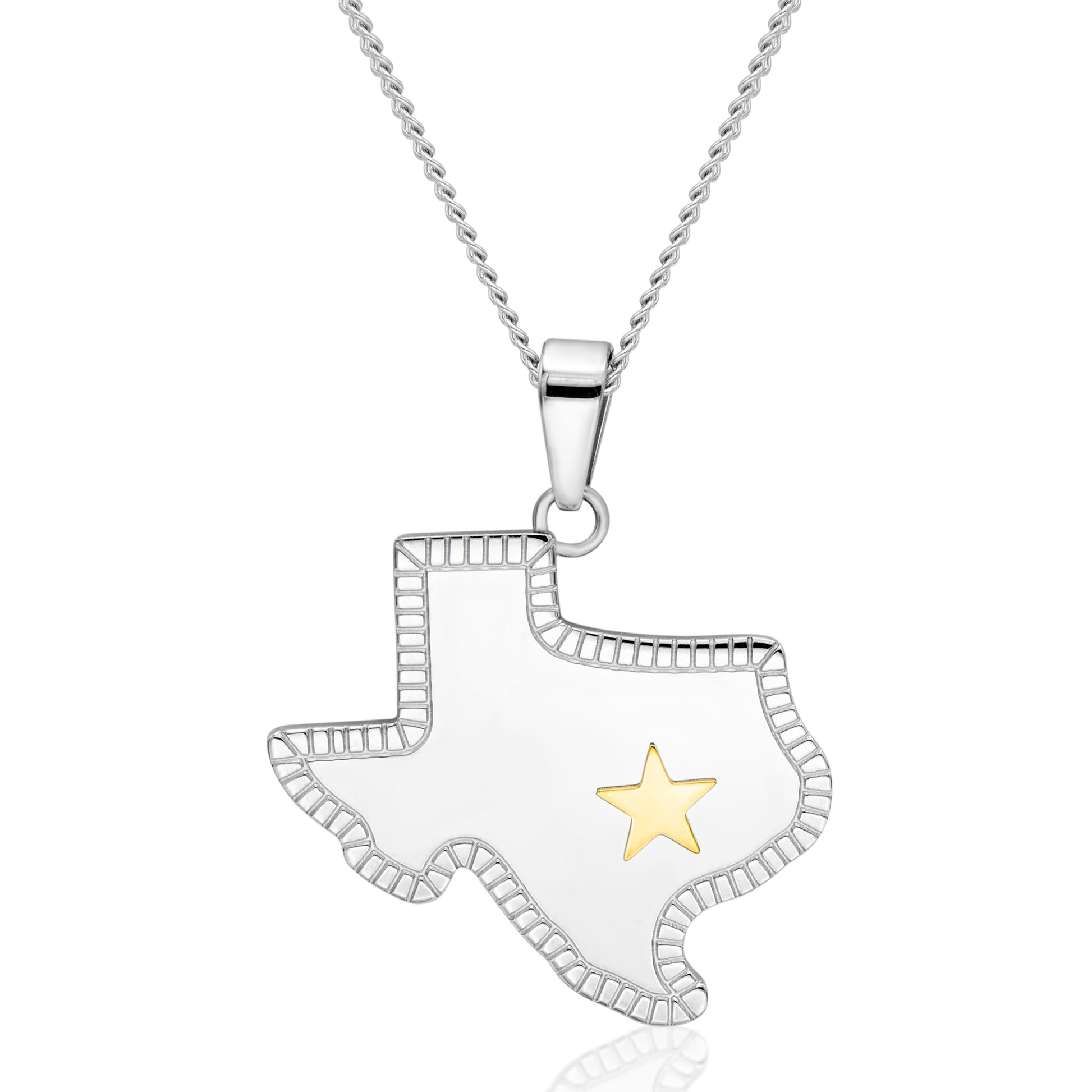 Texas State Shape Pendant with Goldtone Lone Star