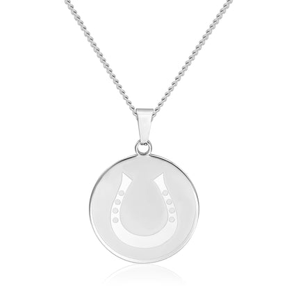 Lucky Horseshoe Medallion Pendant Necklace