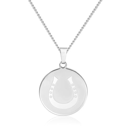 Lucky Horseshoe Medallion Pendant Necklace