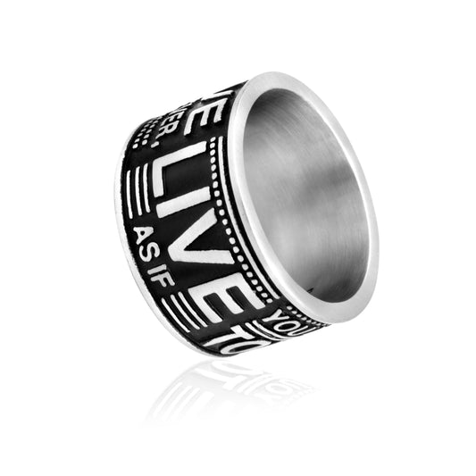 "Dream Live" Inspirational Stainless Steel Ring