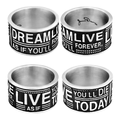 "Dream Live" Inspirational Stainless Steel Ring