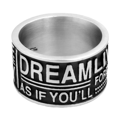 "Dream Live" Inspirational Stainless Steel Ring