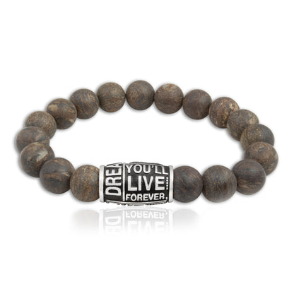 Genuine Bronzite "Dream Live" Inspirational Stretch Bracelet