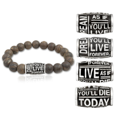 Genuine Bronzite "Dream Live" Inspirational Stretch Bracelet