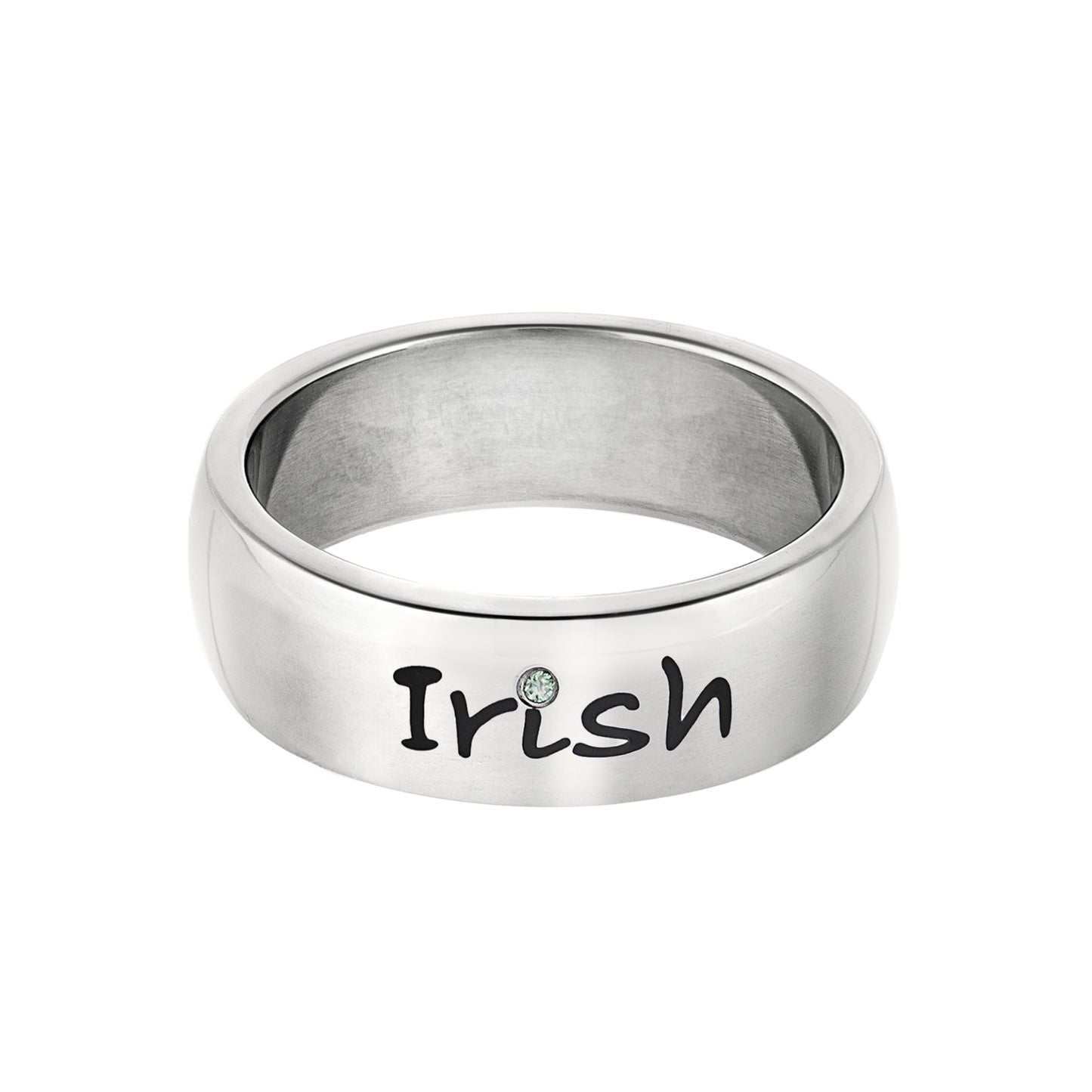 Stainless Steel Irish Celtic Knot Ring with Cubic Zirconia
