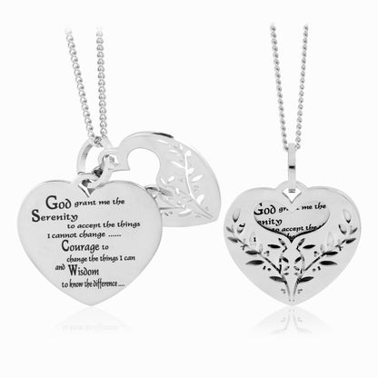 heat pendant-serenity prayer necklace-heart jewelry