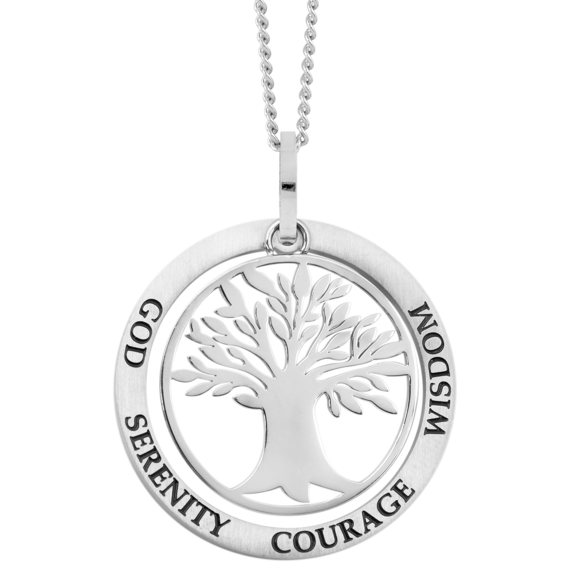 Inspirational "God Serenity Courage Wisdom" Family Tree Pendant Necklace