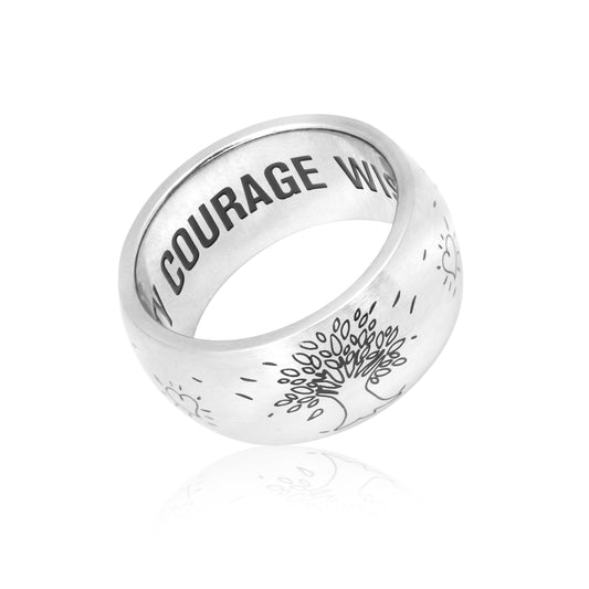 Inspirational God Serenity Wisdom Courage Family Tree Engraved Ring