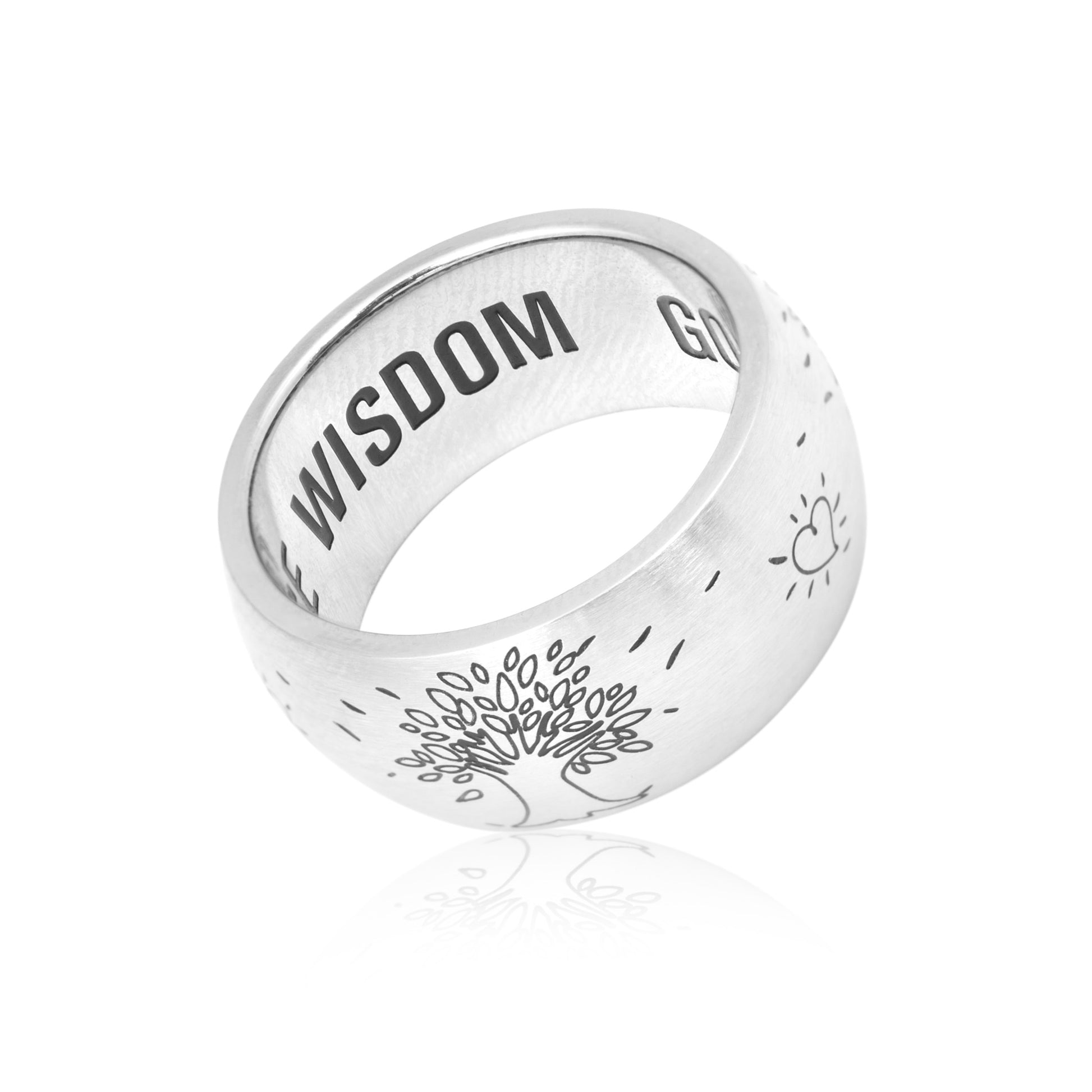 Inspirational God Serenity Wisdom Courage Family Tree Engraved Ring