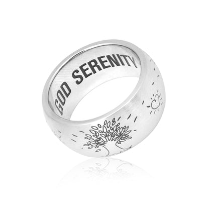 Inspirational God Serenity Wisdom Courage Family Tree Engraved Ring