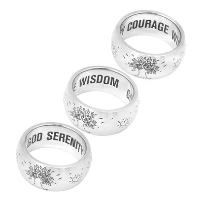 Inspirational God Serenity Wisdom Courage Family Tree Engraved Ring