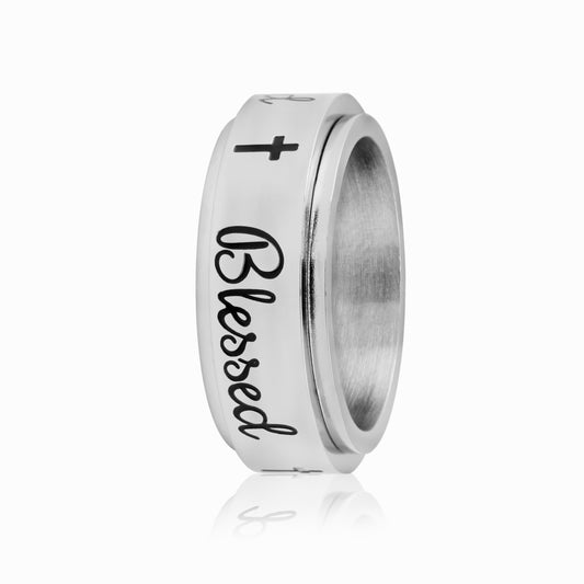 Blessed Stainless Steel Spinner Ring - Inspirational Faith Jewelry