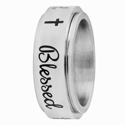 Blessed Stainless Steel Spinner Ring - Inspirational Faith Jewelry