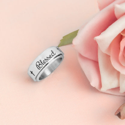 Blessed Stainless Steel Spinner Ring - Inspirational Faith Jewelry