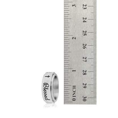 Blessed Stainless Steel Spinner Ring - Inspirational Faith Jewelry