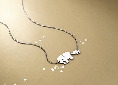 Stainless Steel Mother and Baby Elephant Pendant Necklace