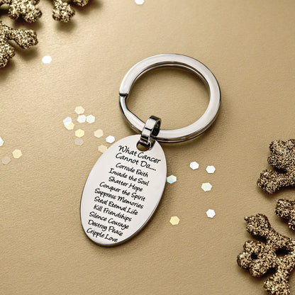 "What Cancer Cannot Do" Stainless Steel Oval Cancer Key Ring