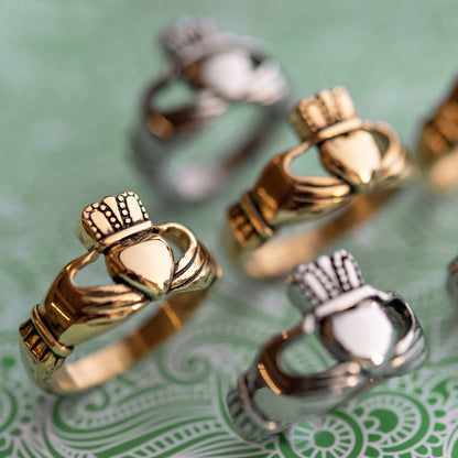 Gold Plated Stainless Steel Celtic Claddagh Ring - Irish Symbol of Love, Loyalty & Friendship