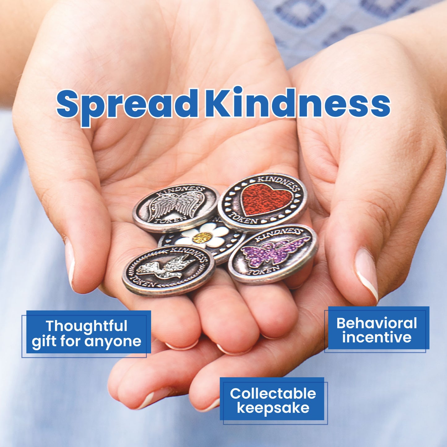 Kindness Tokens Pewter Appreciation Coins with Inspirational Messages Set of 3 or Collection of 12