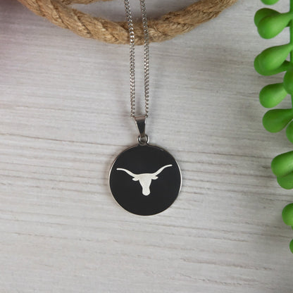 Texas Longhorns Medallion Pendant - Bold Symbol of Texas Pride Necklace for Men or Women