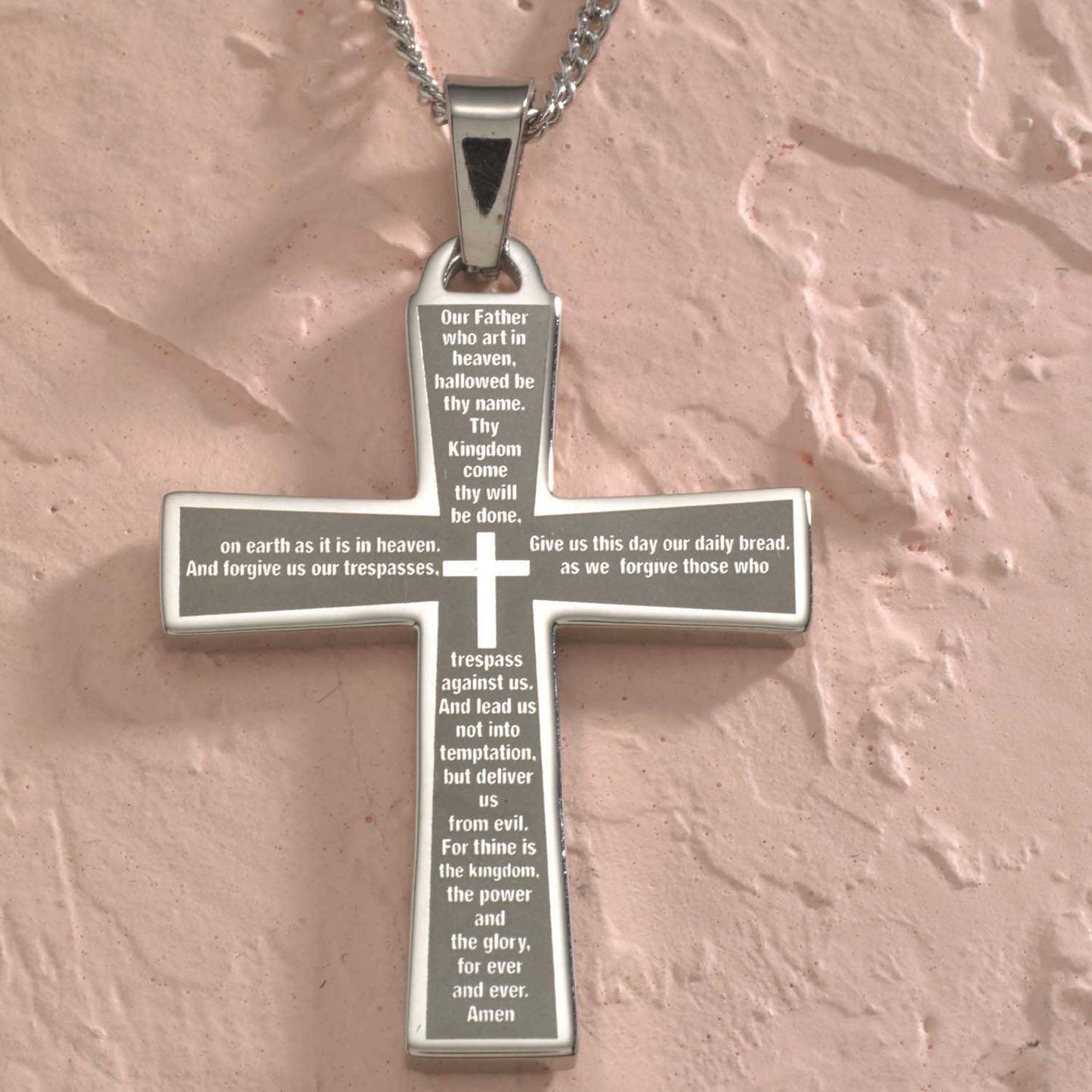 Lord's Prayer Cross Pendant Necklace Pendants 20 Joyful Sentiments