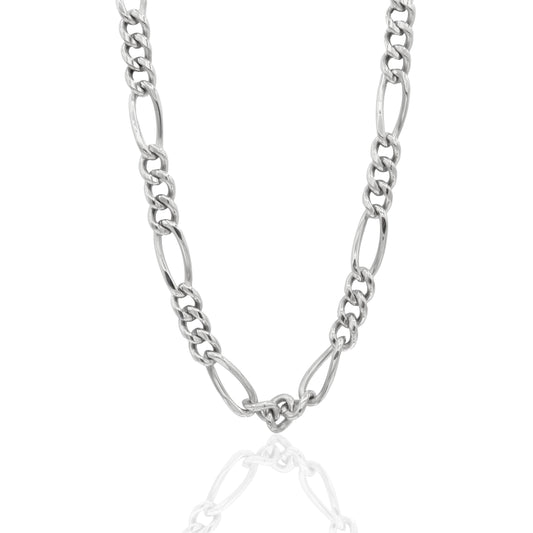 9 mm Figaro Men's Link Chain 22" Necklace Stainless Steel Jewelry for Men