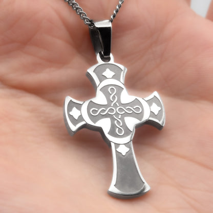 Celtic Cross Pendant Necklace for Men and Women - Irish Religious Catholic Jewelry Gift