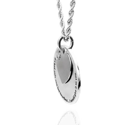 Round Engraved Pendant Necklace with Heart Charm Engraved with Message - Personalize with Engraved Message on Back