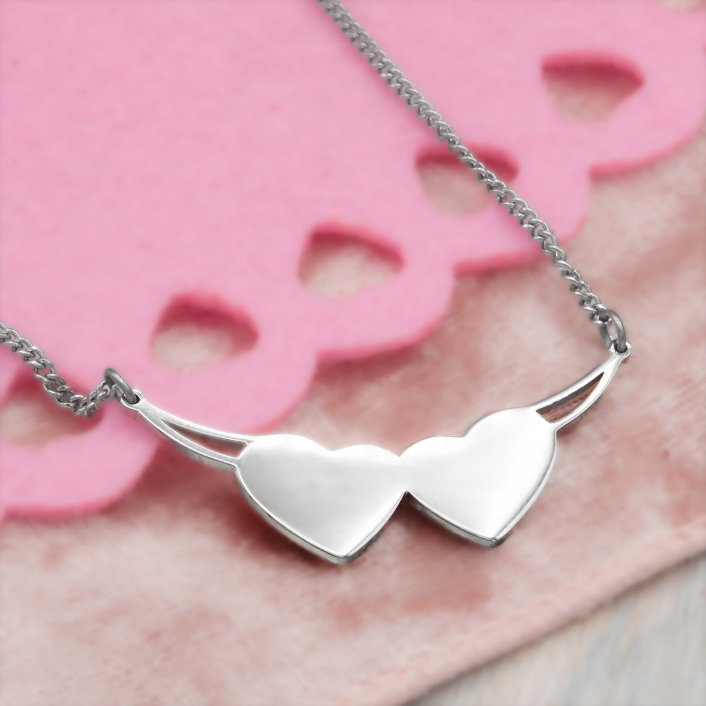 Double Heart Stainless Steel Necklace