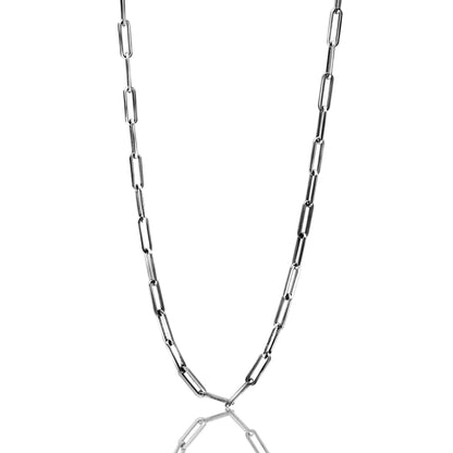 24" Stainless Steel Large Paperclip Chain Link Necklace for Women