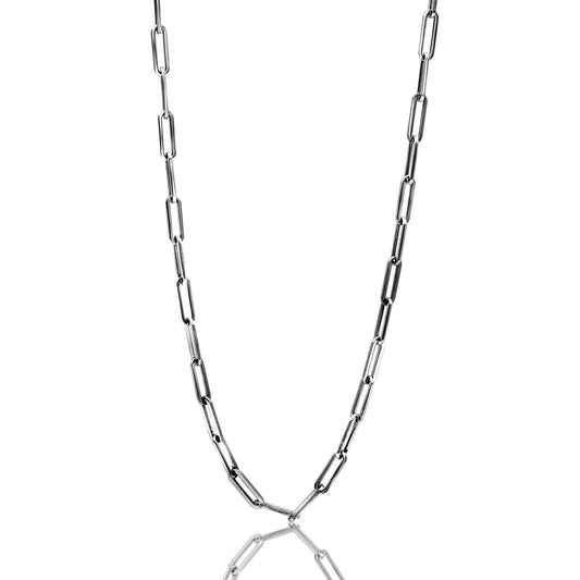 24" Stainless Steel Large Paperclip Chain Link Necklace for Women