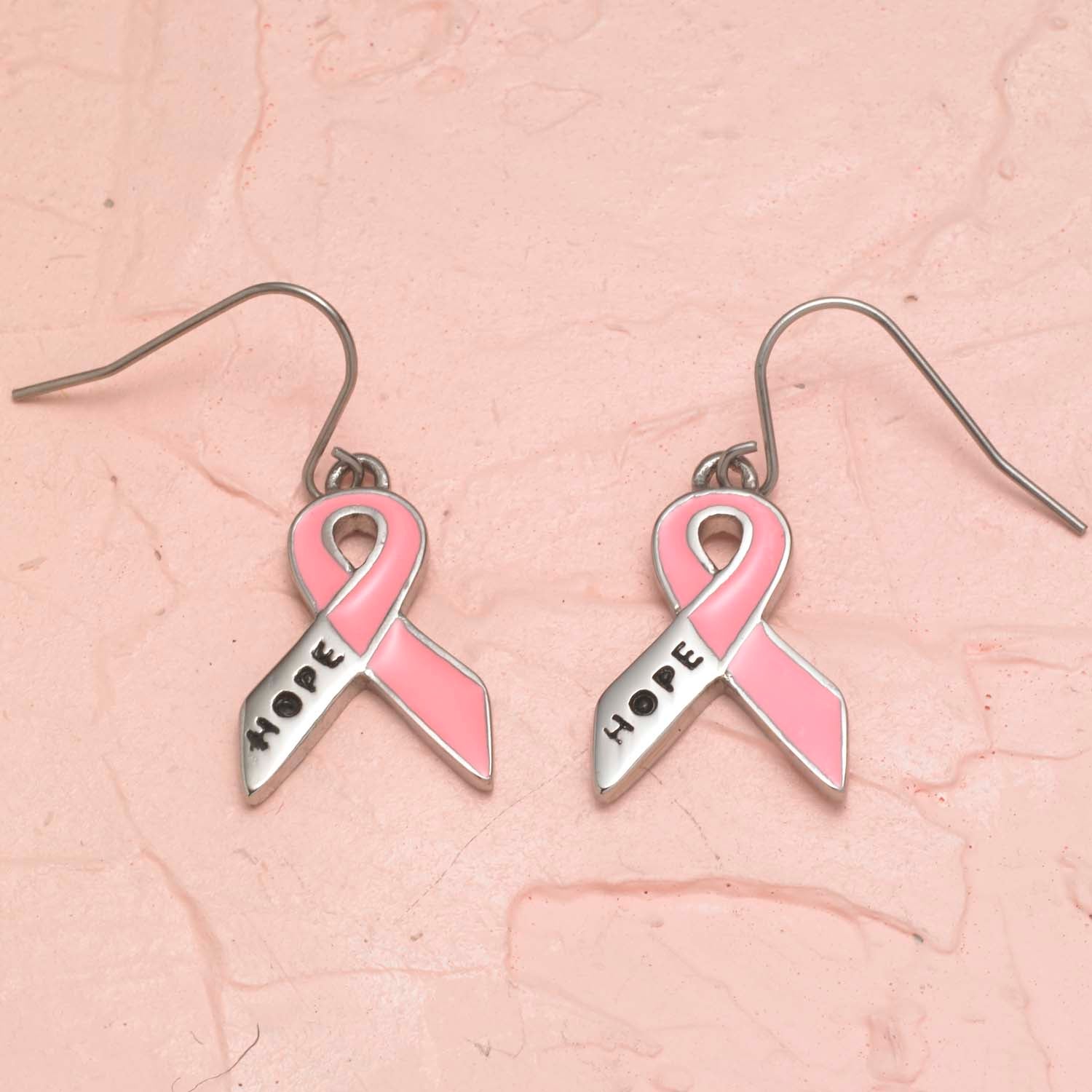 Pink-Cancer-Ribbon-Dangle-Earrings-fishhook-hope