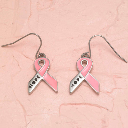 Pink-Cancer-Ribbon-Dangle-Earrings-fishhook-hope