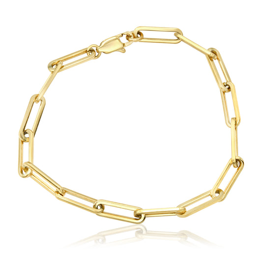 Paper Clip Bracelet - Large Chain Links - Gold Plated 7.25"