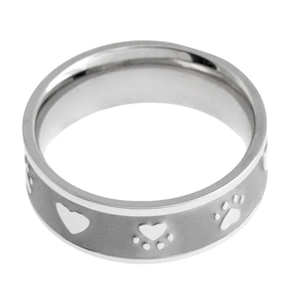 Paw Print Heart Sandblasted Ring Rings 28 Joyful Sentiments