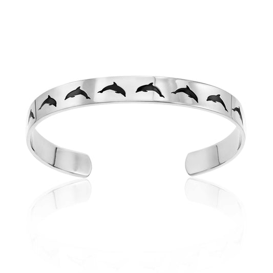 Stainless Steel Peace Dolphin Cuff Bracelet - Meaningful Jewelry Gift for Her