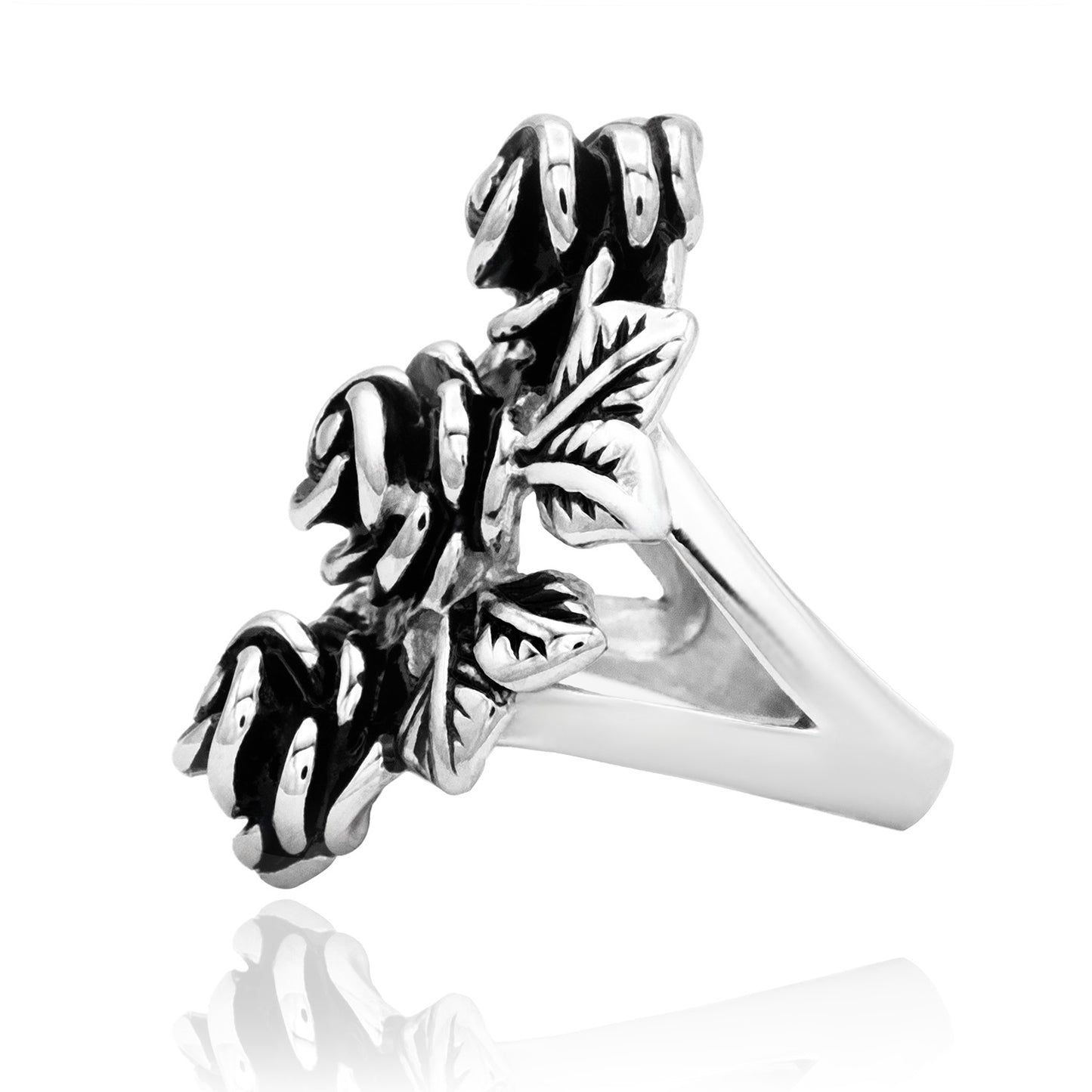 Rose Flower Ring for Women Fashion Stainless Steel Jewelry