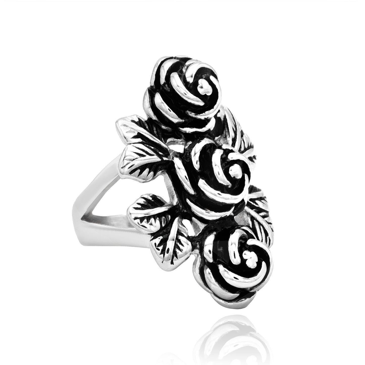 Rose Flower Ring for Women Fashion Stainless Steel Jewelry