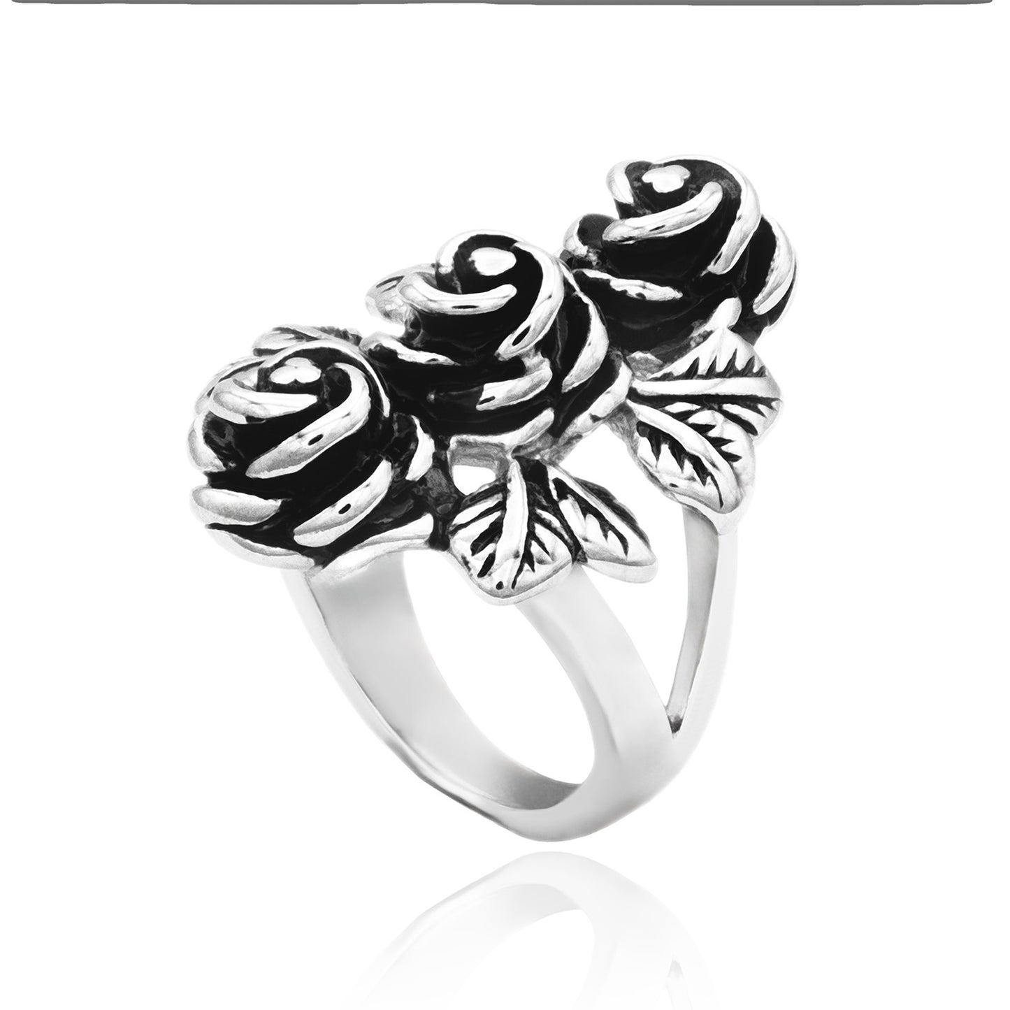 Rose Flower Ring for Women Fashion Stainless Steel Jewelry