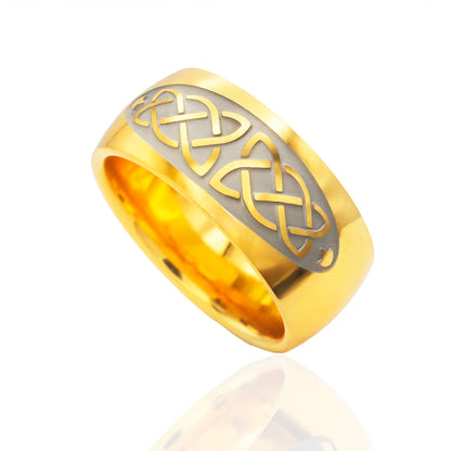 18k Gold Plated Celtic Knot Ring Irish Pride Jewelry for Men and Women Stainless Steel with Gold Plating