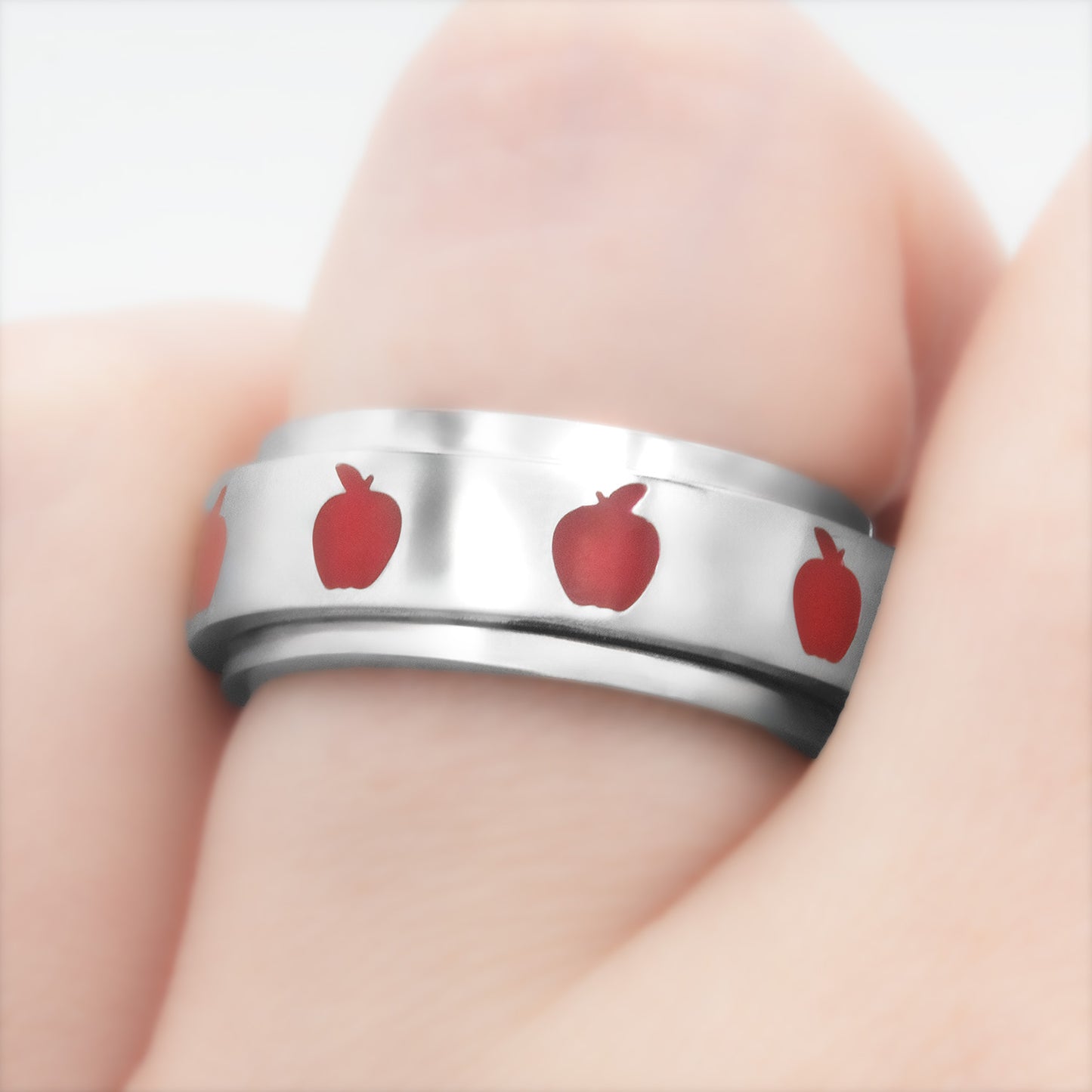 Apple Teacher Appreciation Ring - Unique Teacher Gift Idea Teacher Appreciation Gifts for Women or Men Spinner Ring