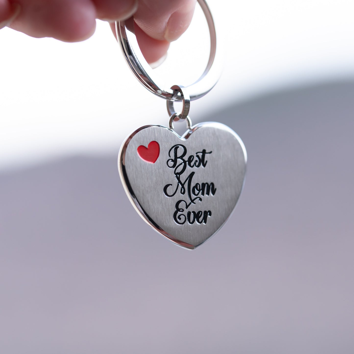 Best Mom Ever Heart Shaped Stainless Steel Keyring Sentimental Mother's Day or Birthday Gift for Women